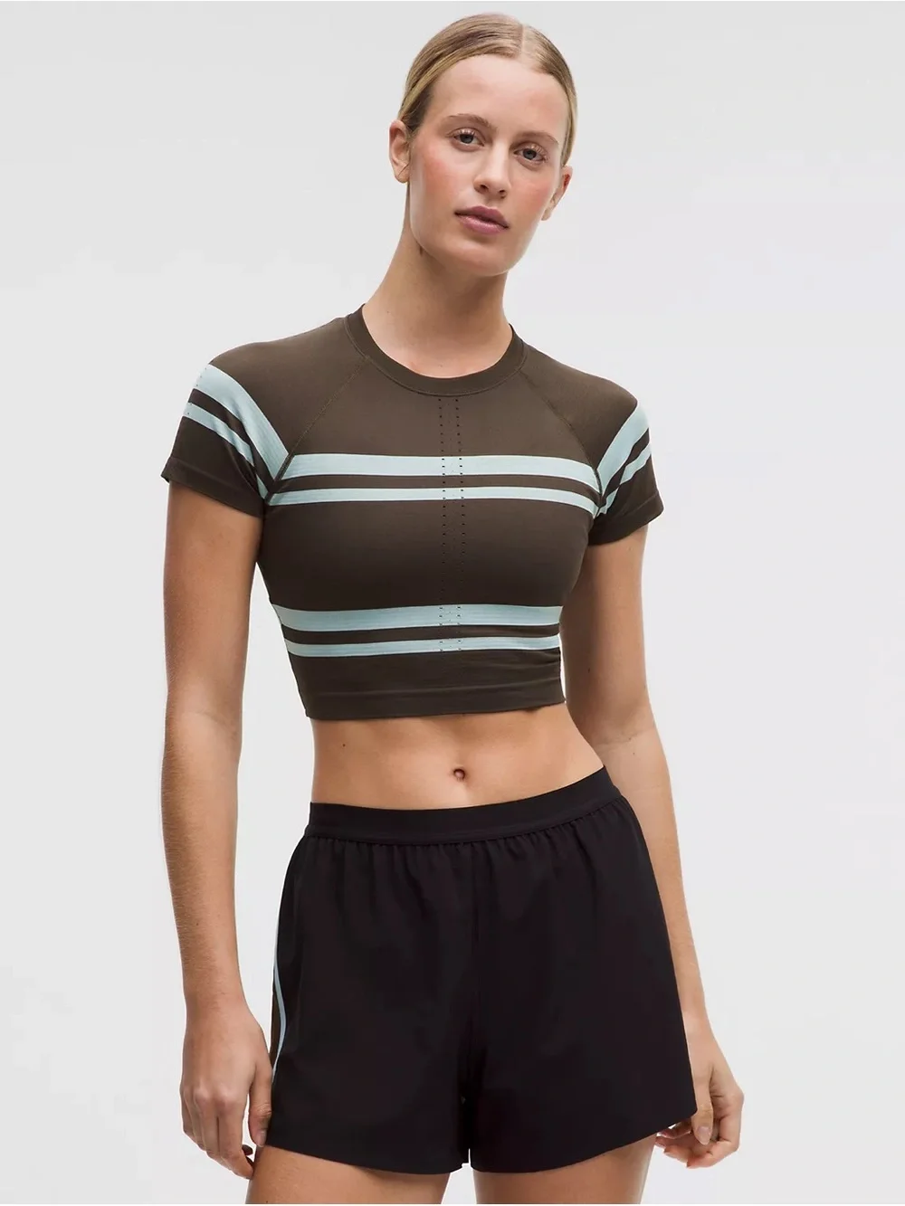 Lululemon Swiftly Tech Cropped Short-Sleeve Shirt 2.0 Stripe